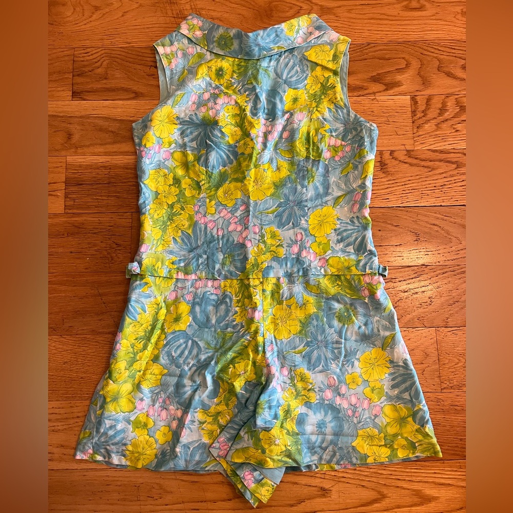 Vintage Tropical Floral Sleeveless Romper